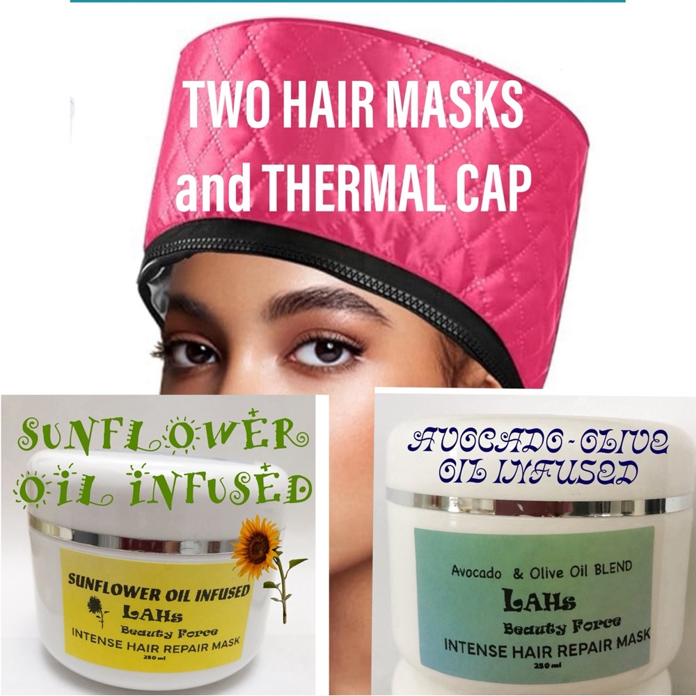 2 Hair Masks and Thermal Warmer cap TRIO